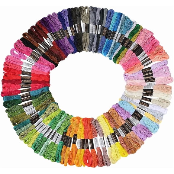 875 Yards 100 Skeins Rainbow Color Embroidery Thread Colorful Friendship Bracelet String Polyester Needlepoint Cross Stitch Floss Yarn Threads Bulk Kit