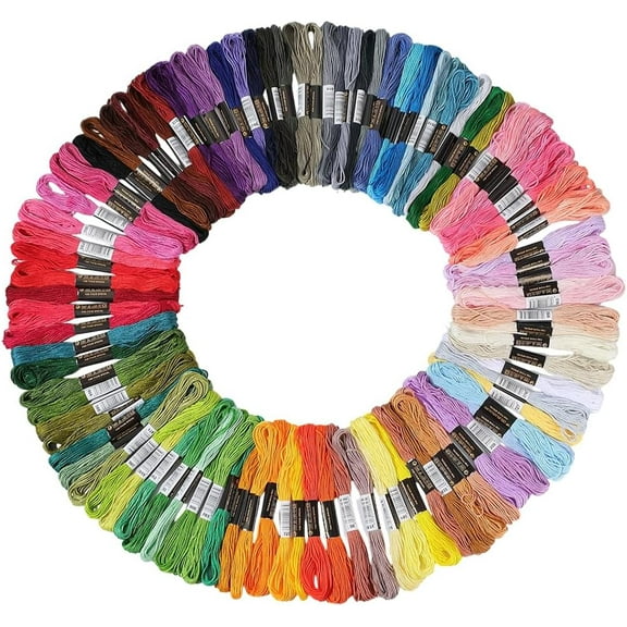 875 Yards 100 Skeins Rainbow Color Embroidery Thread Colorful Friendship Bracelet String Polyester Needlepoint Stitch Floss Yarn Threads Bulk Kit for Hand Sewing Bracelets Crafts DIY colorful