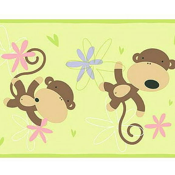 876832 Monkey Wallpaper Border SK6340b