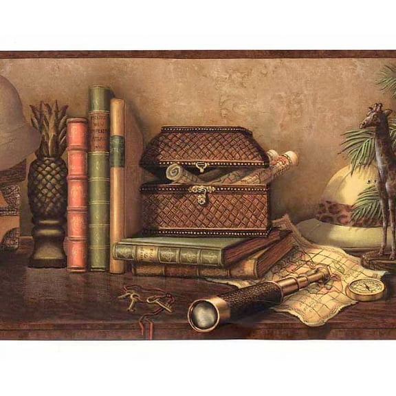 877751 Jungle Safari Shelf Wallpaper Border CW32132b