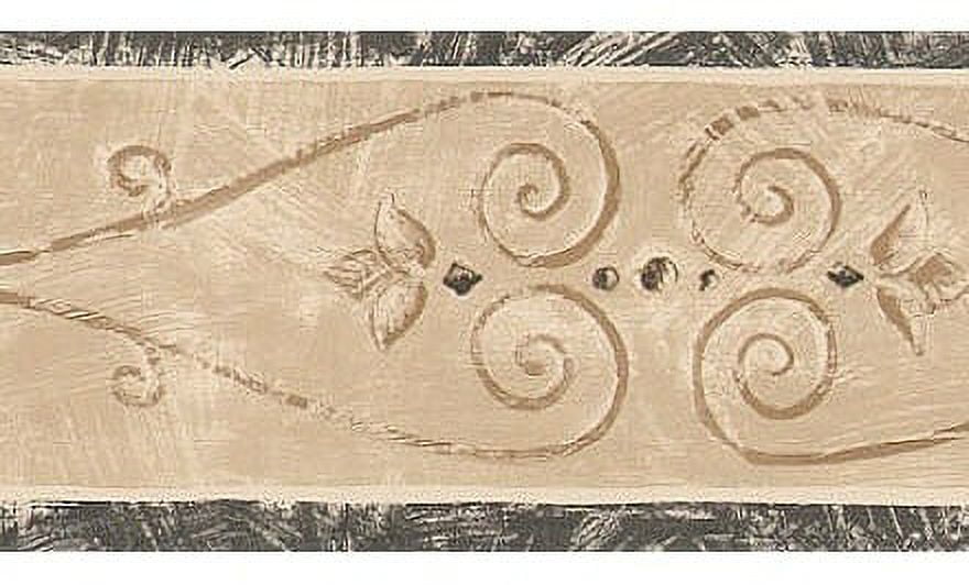 877889 Architectural Scroll Wallpaper Border Black/Cream FP011186b