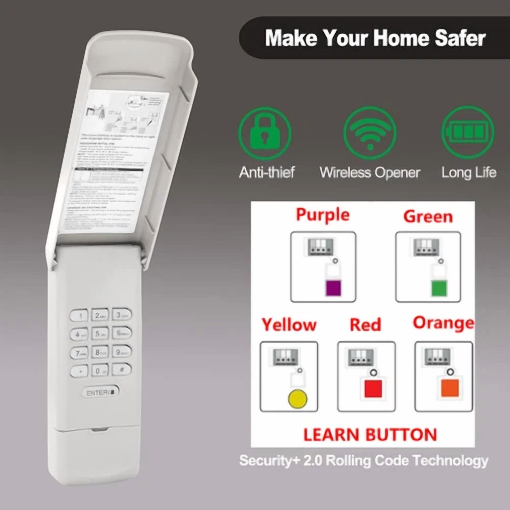 877Lm 877Max Garage Door Keypad Compatible For All Liftmaster Garage Door Opener