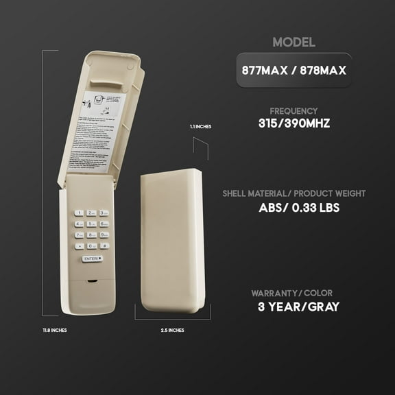 877MAX 878MAX Universal Garage Door Opener Keypad for Liftmaster Chamberlain Craftsman Wayne Dalton Openers Produced Since 1993