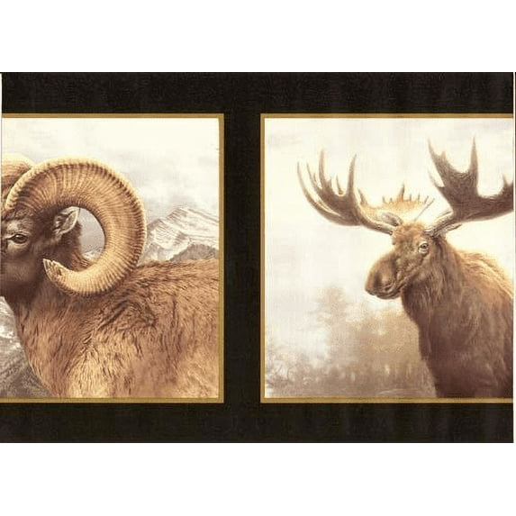 878143 Moose, Elk, Ram Wallpaper Border HB112111b