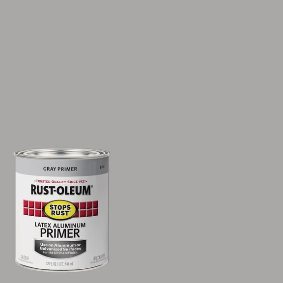 Ru Stops Rust Aluminum Primer - Durable Acrylic, Gray - Quart  Interior & Exterior Use, Professional Finish