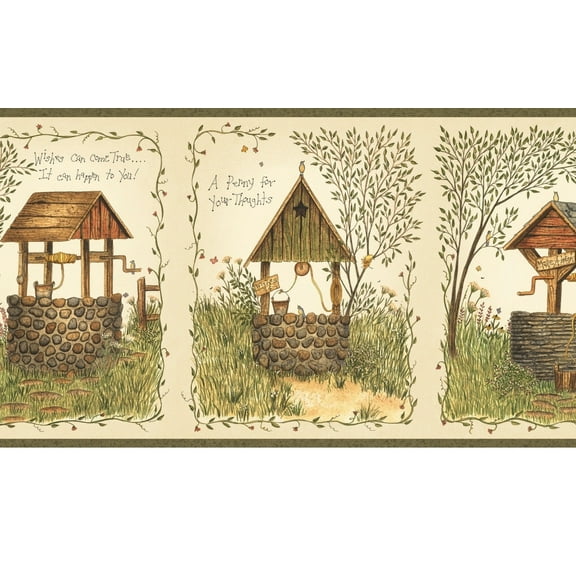 878401 Wishing Well Wallpaper Border AAI08042b