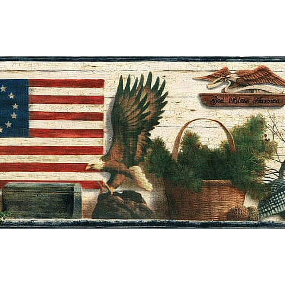 878529 Americana Lodge Wallpaper Border TC48051b