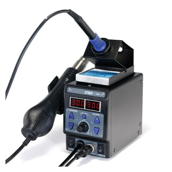 8786D-I SMD Soldering Station Double Digital Display Cool Hot Air Gun Soldering Iron 2 In 1 Rework Station ,Fast Heating