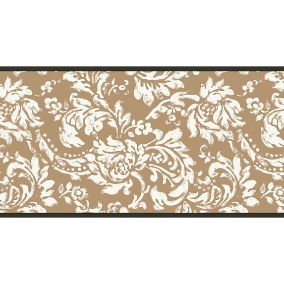 York Wallcoverings Bistro 750 15' x 6'' Damask Distressed Border Wallpaper