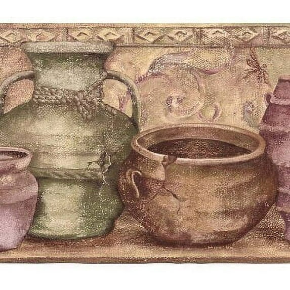 878940 Southwest Ethnic Pottery Wallpaper Border IL42005b