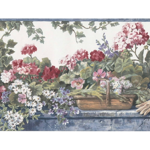 878973 Watering Can Pots Basket Wallpaper Border PKB1239