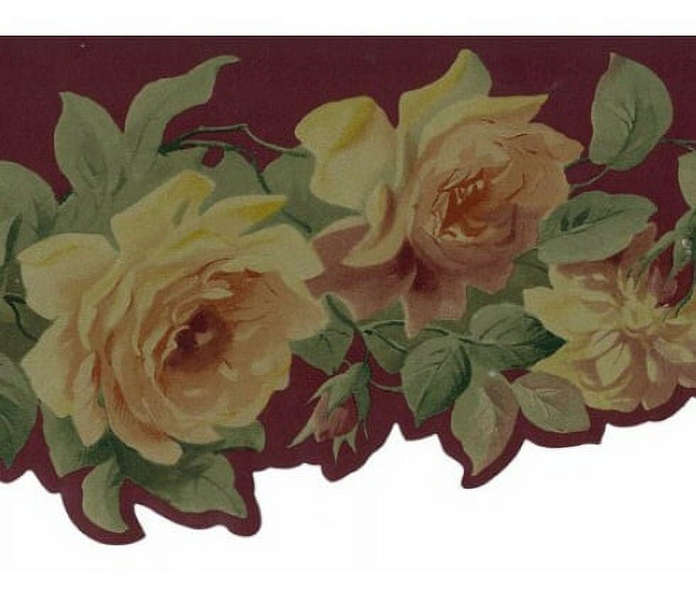 879014 Antique Yellow Rose Wallpaper Border ST77754dc