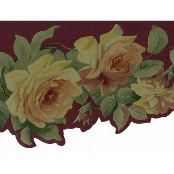 879014 Antique Yellow Rose Wallpaper Border ST77754dc