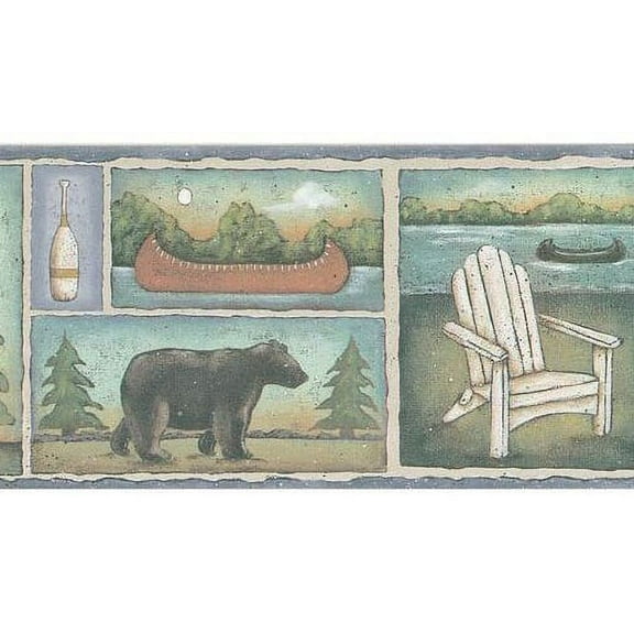 879060 Sunset Lake Blue Lakeside Evening Wallpaper Border 93777FP