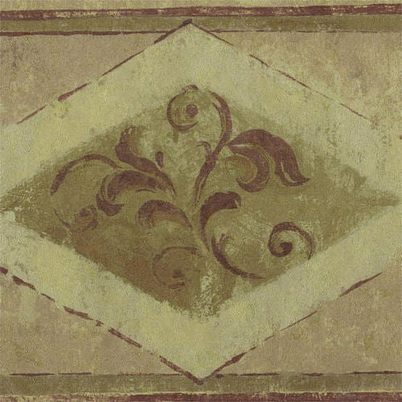 879077 Gold Satin Diamond Leaf Wallpaper Border 5812550