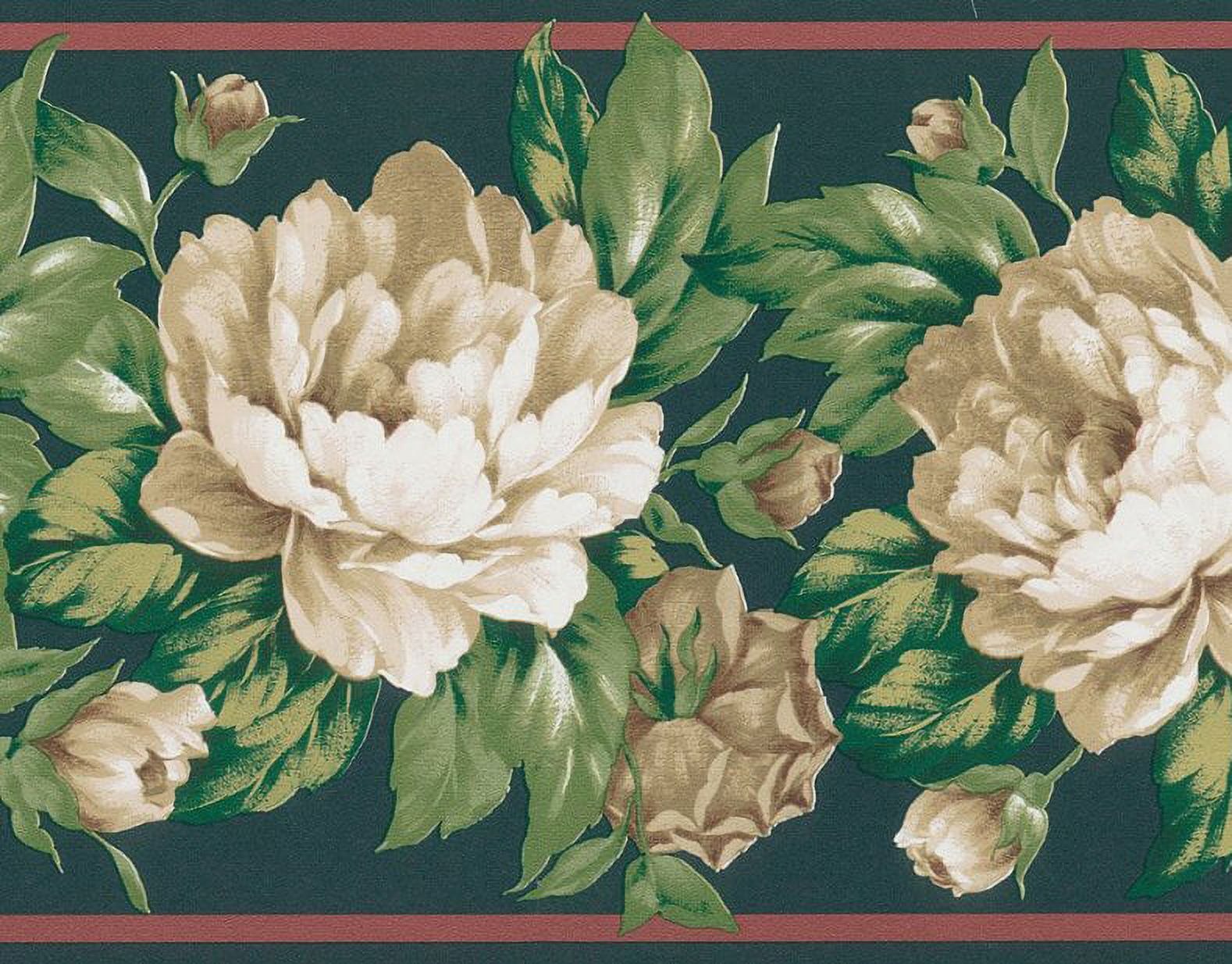 879109 Peonies Botanical Wallpaper Border FDB03078