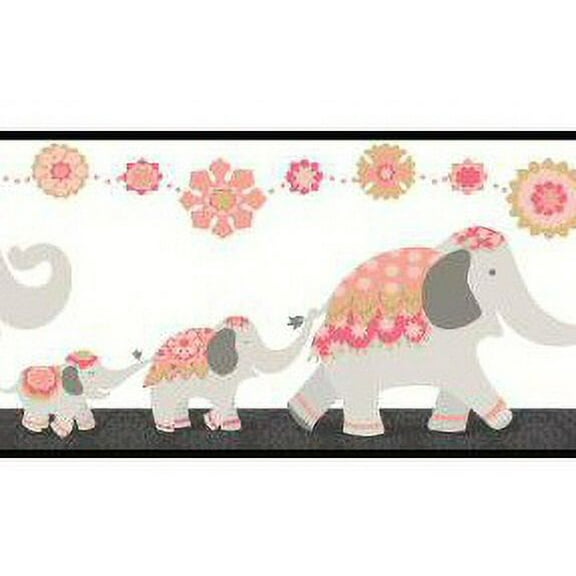 879130 Follow The Leader Elephant Wallpaper Border WK6897bd