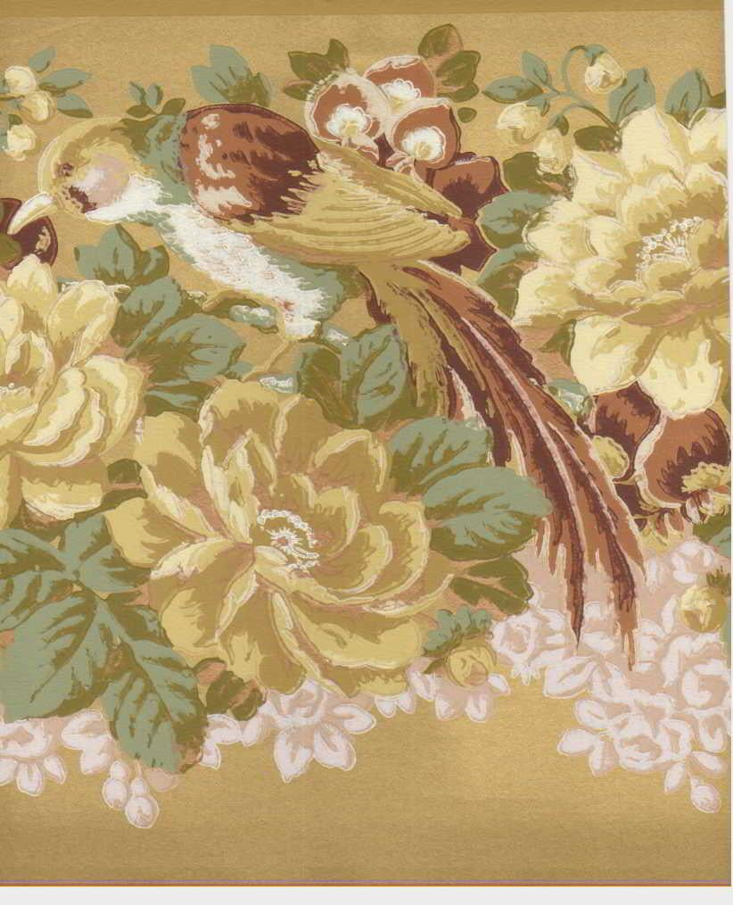 879157 Elegant Floral with Birds Wallpaper Border 46780