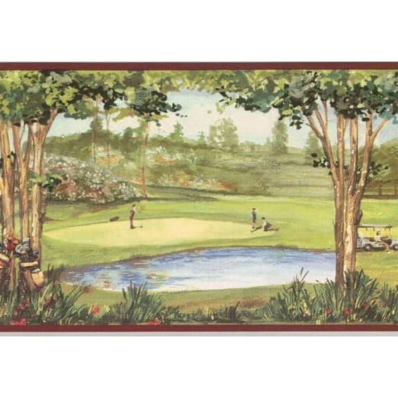 879164 Golfers on Golf Course Wallpaper Border BV021212b