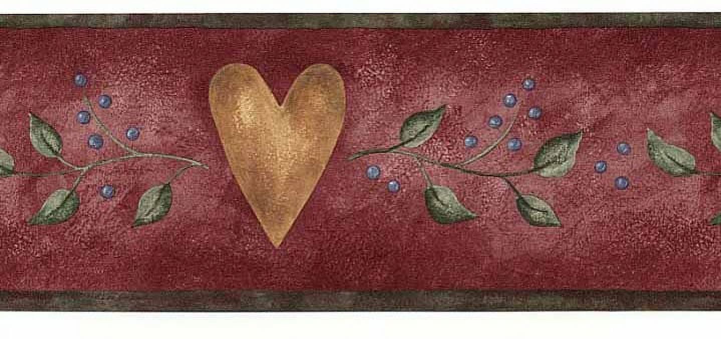 879170 Narrow Hearts Leaves and Berries Wallpaper Border 245b57476