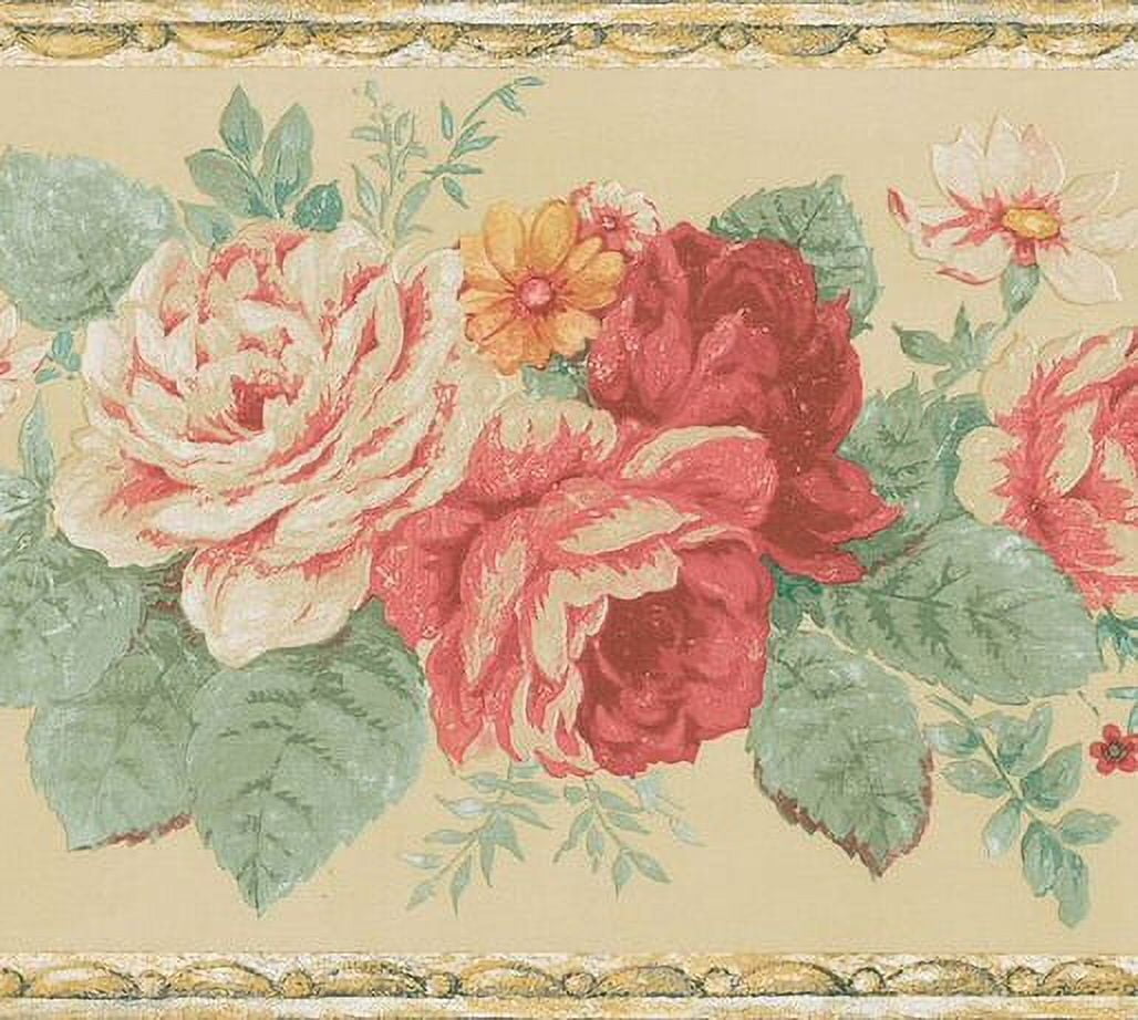 879211 Vintage Floral Beige Wallpaper Border FDB03079