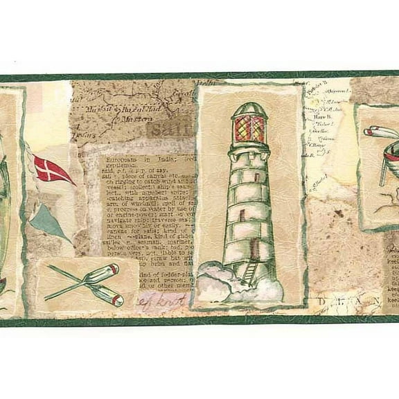 879249 Lighthouse Fishing Village Wallpaper Border 237b52640