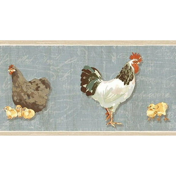 879254 Bailey Rooster & Script Wallpaper Border CTR63112b