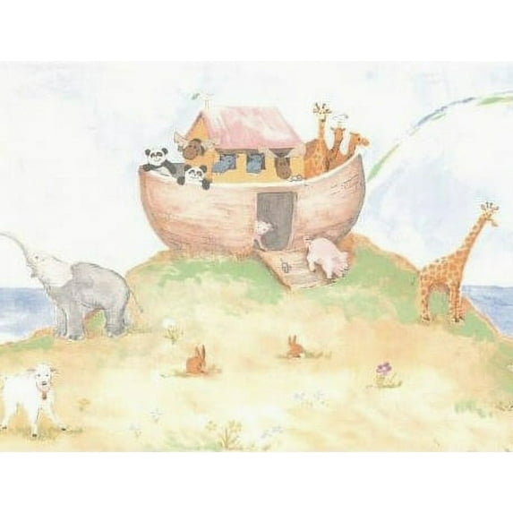 879260 Pastel Noah's Ark and Crew Wallpaper Border SL8330b