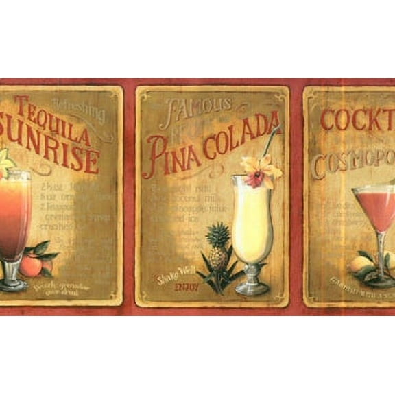 879307 Mixed Cocktails Wallpaper Border KB206648b