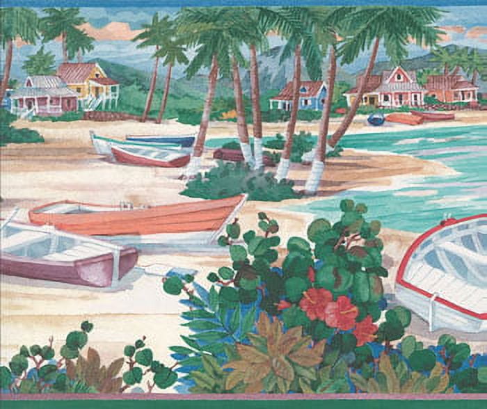 879367 Tropical Beach Scene Wallpaper Border CTC243b