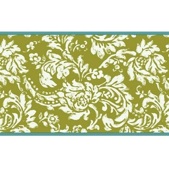 879433 Green Damask Wallpaper Border KB8561b