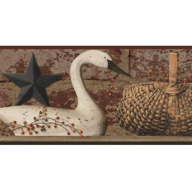 879479 Swan On Brick Wallpaper Border