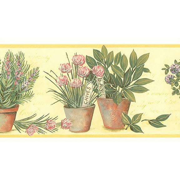 879488 Potted Flowers Wallpaper Border KV79533