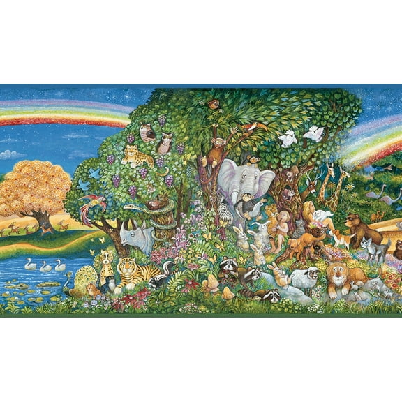 879516 Rainbow Animal Eden Wallpaper Border HAS01021b
