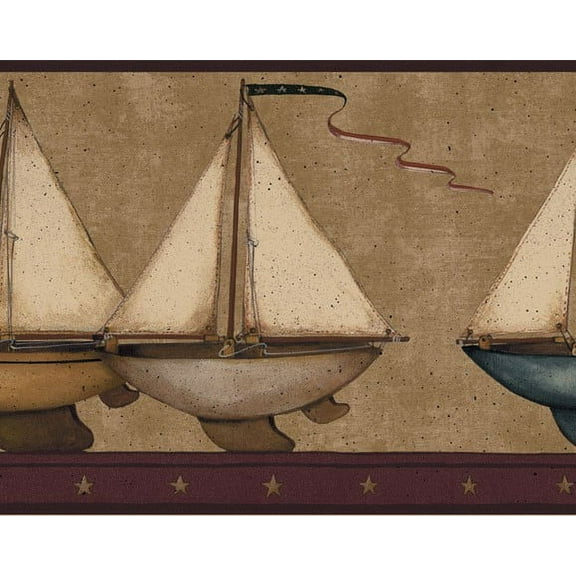879594 Sailboat Wallpaper Border Burgundy HS3122b