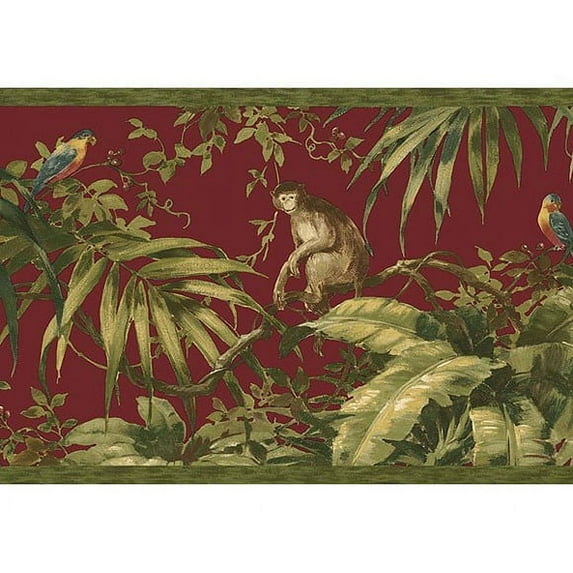 879599 Tropical Monkey Wallpaper Border Red HV6151b