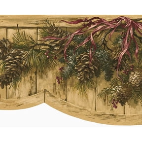 879602 Pinecone Swag Die-Cut Wallpaper Border Gold OA8002b