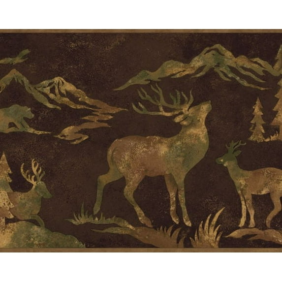 879608 Wildlife Silhouettes Wallpaper Border Brown OA8153b