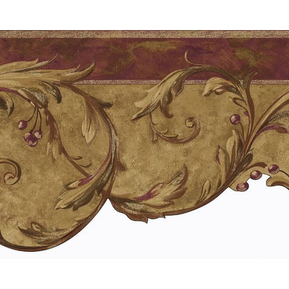 879612 Architectural Scroll Berry Die-Cut Border - Red Gold OA8212b