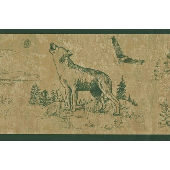879680 Moose Buffalo Wolf Eagle Wallpaper Border 242B58387