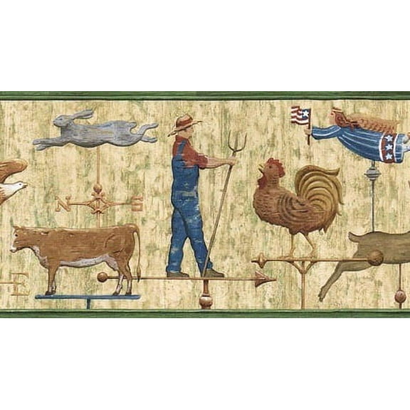 879725 Weathervanes Wallpaper Border Green AFR7110