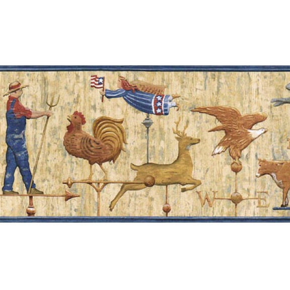 879726 Weathervanes Wallpaper Border Blue AFR7111