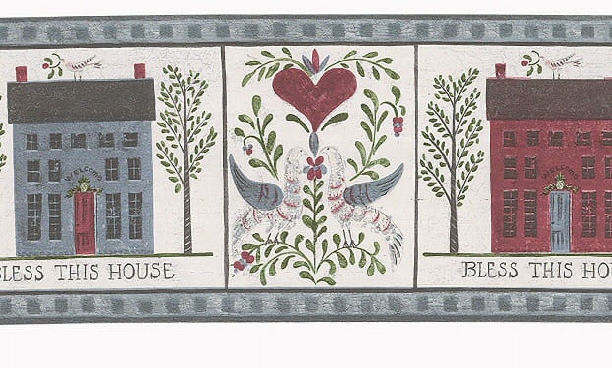 879740 Bless This House Primitive Country Wallpaper Border FDB50172