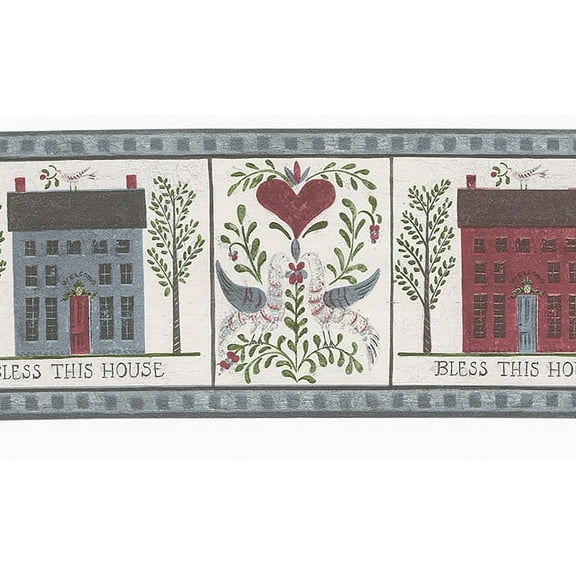 879740 Bless This House Primitive Country Wallpaper Border FDB50172