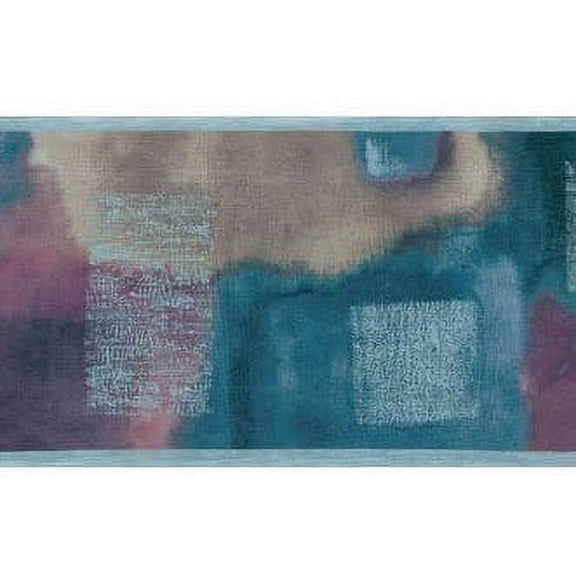 879746 Eggplant Watercolored Geometric Wallpaper Border 451-1706 SB8109b