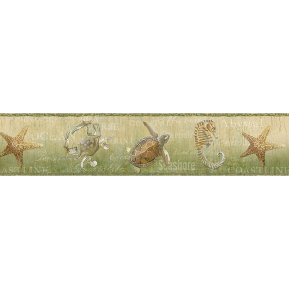 879762 Coastal Newport Lagoon Olive Wallpaper Border DLR53531b