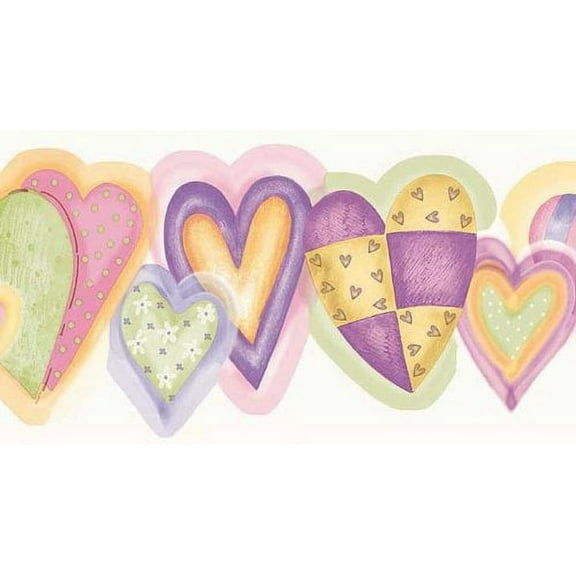 879811 Pastel Scalloped Hearts Wallpaper Border CK83192b