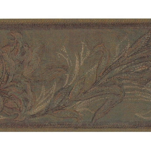 879856 Satin Metallic Gold Leaves Wallpaper Border ONB65117