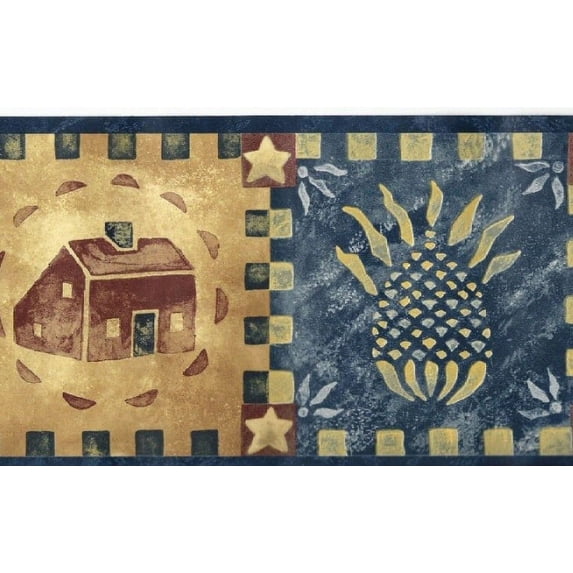 879857 Folkart Pineapple House Stencil Wallpaper Border HA51051b