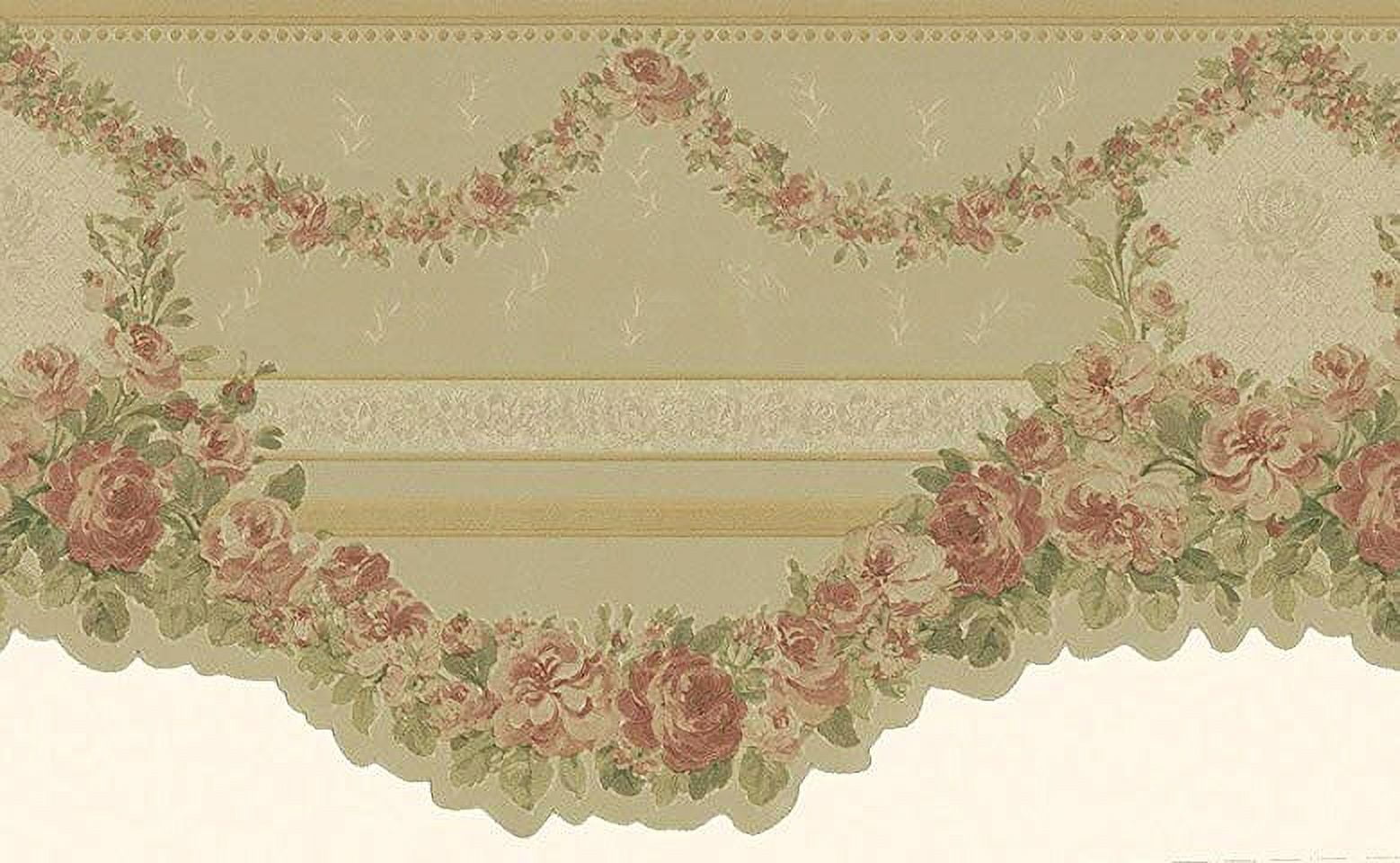 879881 Victorian Swag Gold Satin Floral Wallpaper Border 974b60944